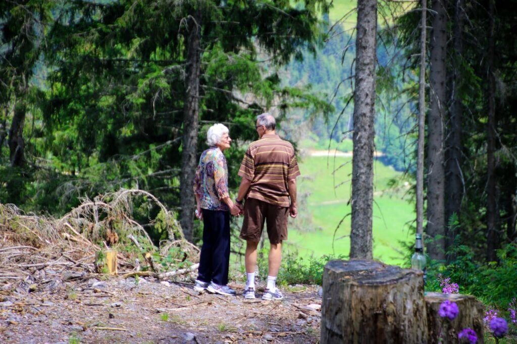 a couple holding hands during a walk a couple holding hands during a walk